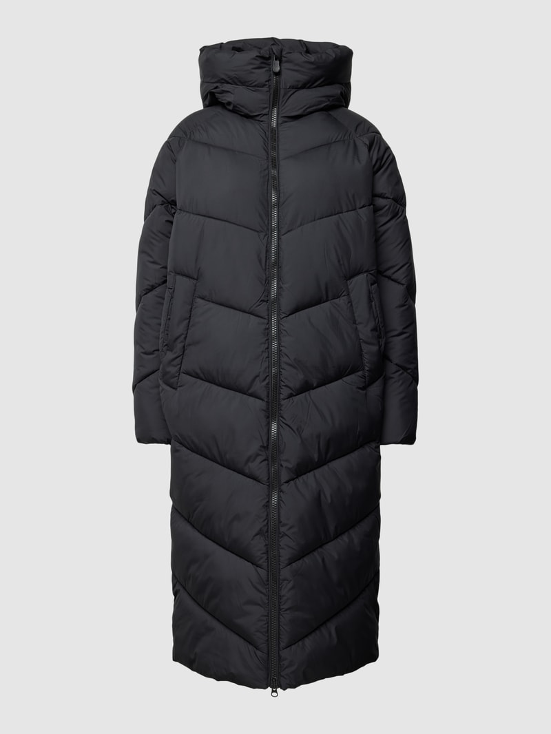 Steppmantel mit Label-Applikation Modell 'JANIS' in schwarz