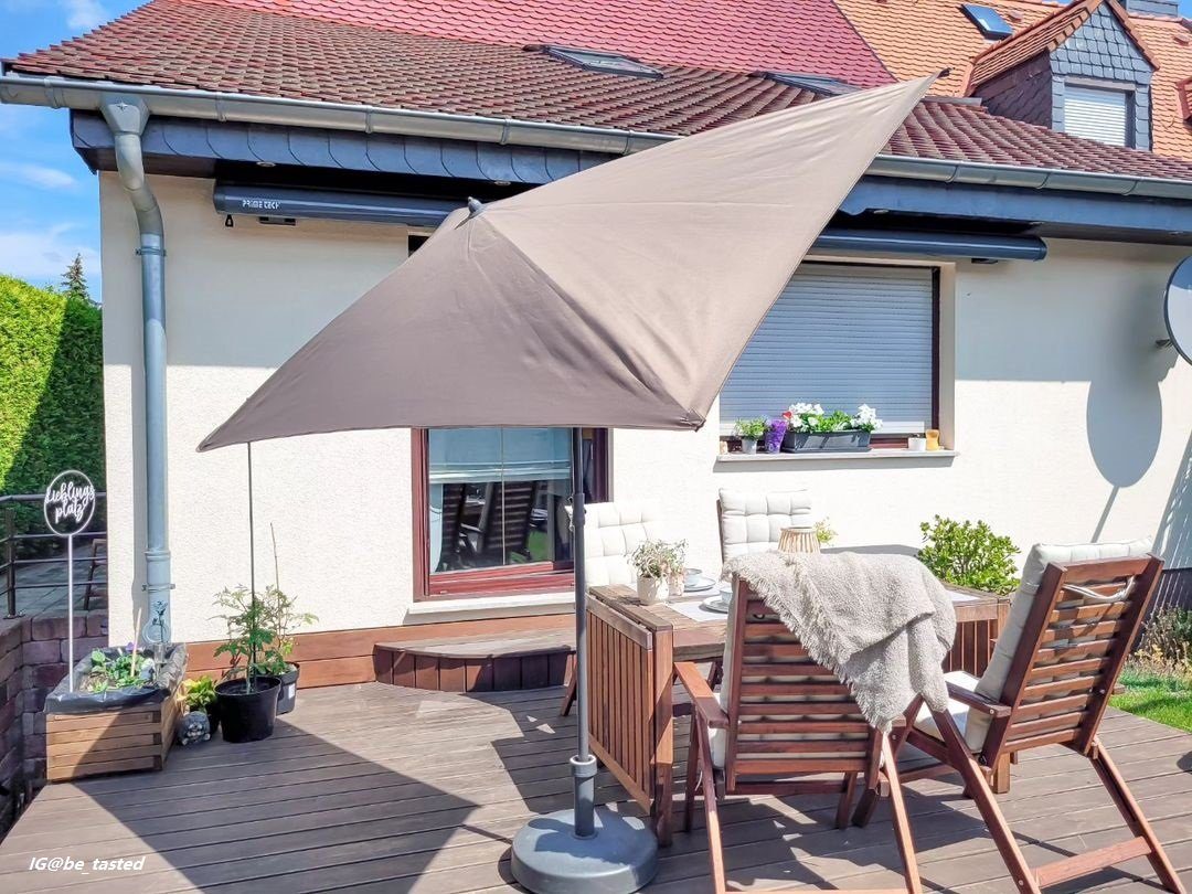 Sekey Sonnenschirm 210 x 140 cm Balkonschirm Rechteckig Gartenschirm mit Schutzhülle, Terrassenschirm mit Sonnenschutz UV50+