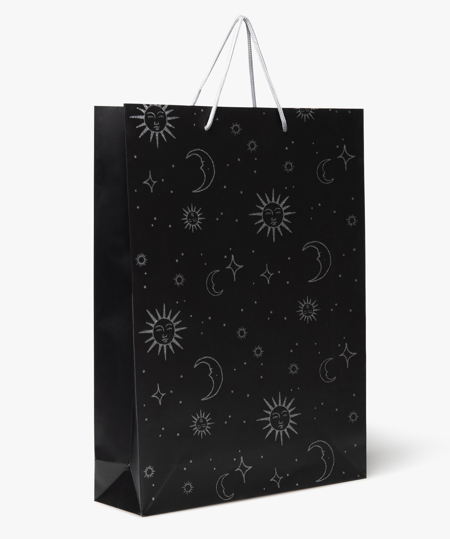 Sac cadeau grand format à motif astral pailleté noir | GEMO