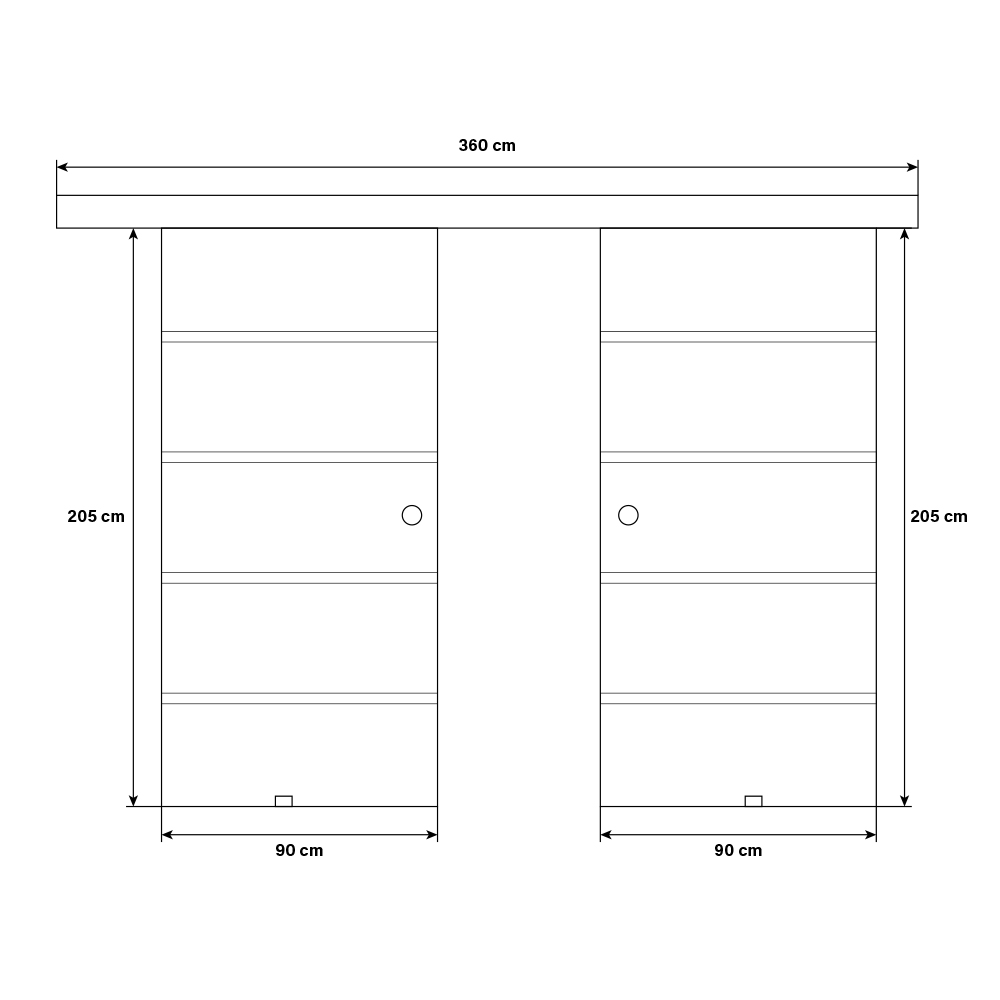 Home Deluxe Doppelglasschiebetür SIRENA – 205 x 90 cm Milchglas