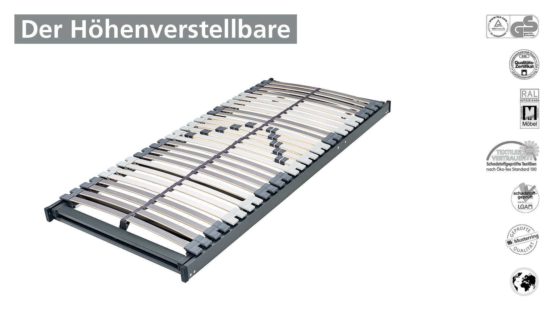 Lattenrost Orthomatic FHR 40 Flex, Musterring, Kopfteil manuell Verstellbar, Fußteil manuell verstellbar, 28 flexible Federholzleisten, mit 5 Jahren Herstellergarantie