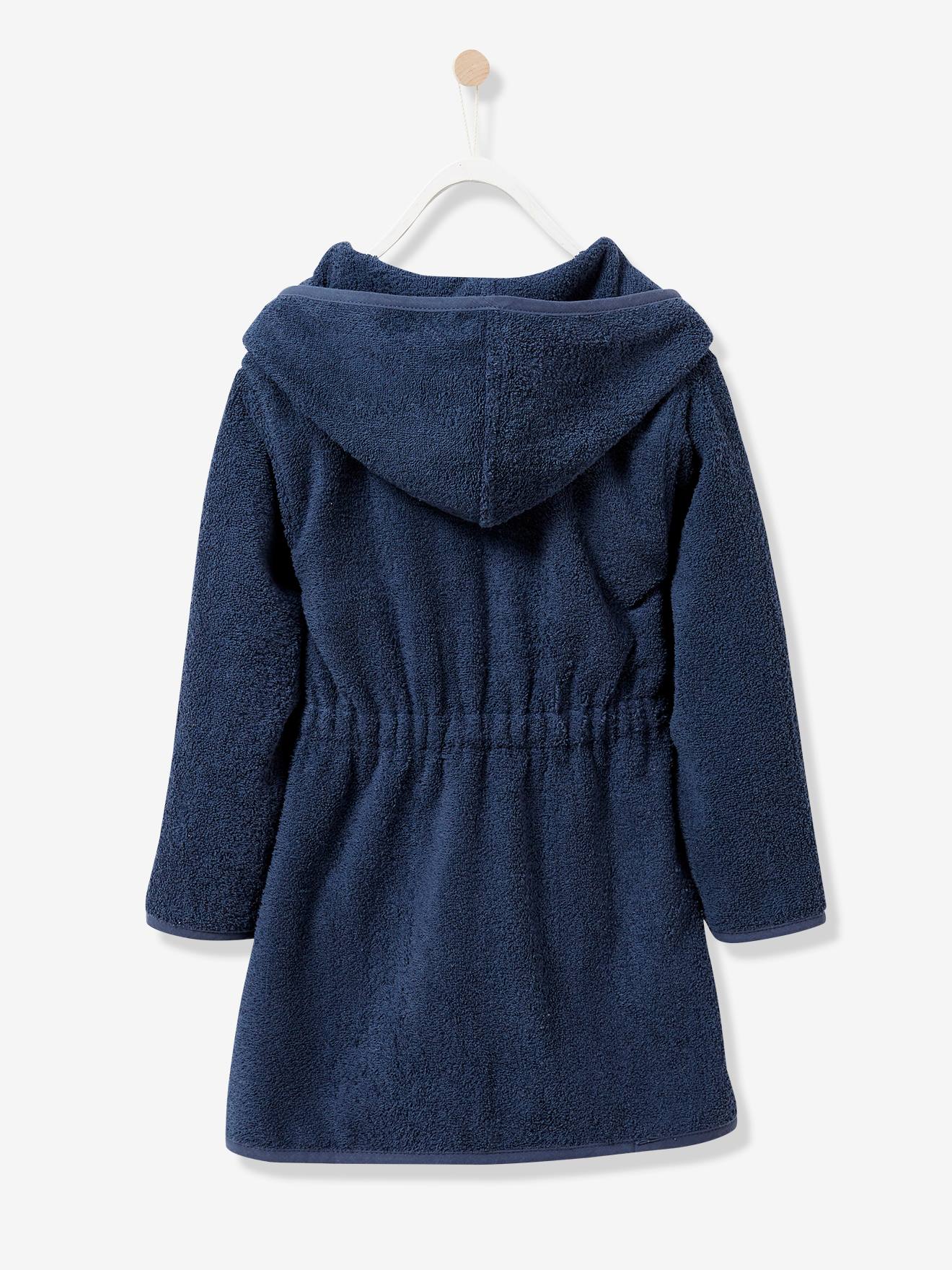 Peignoir de bain enfant à capuche vieux rose