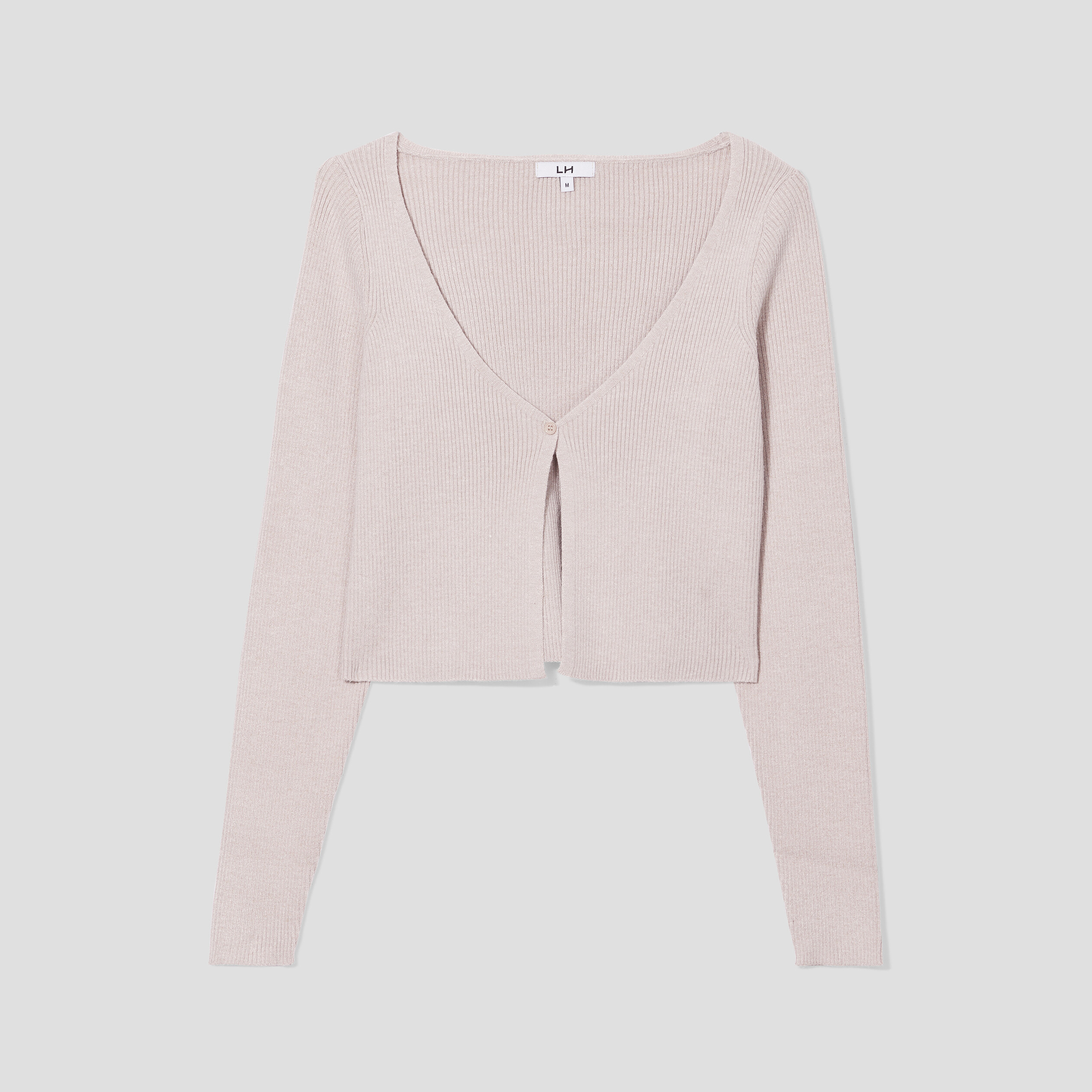 Gilet court manches longues col en V sable femme | La Halle