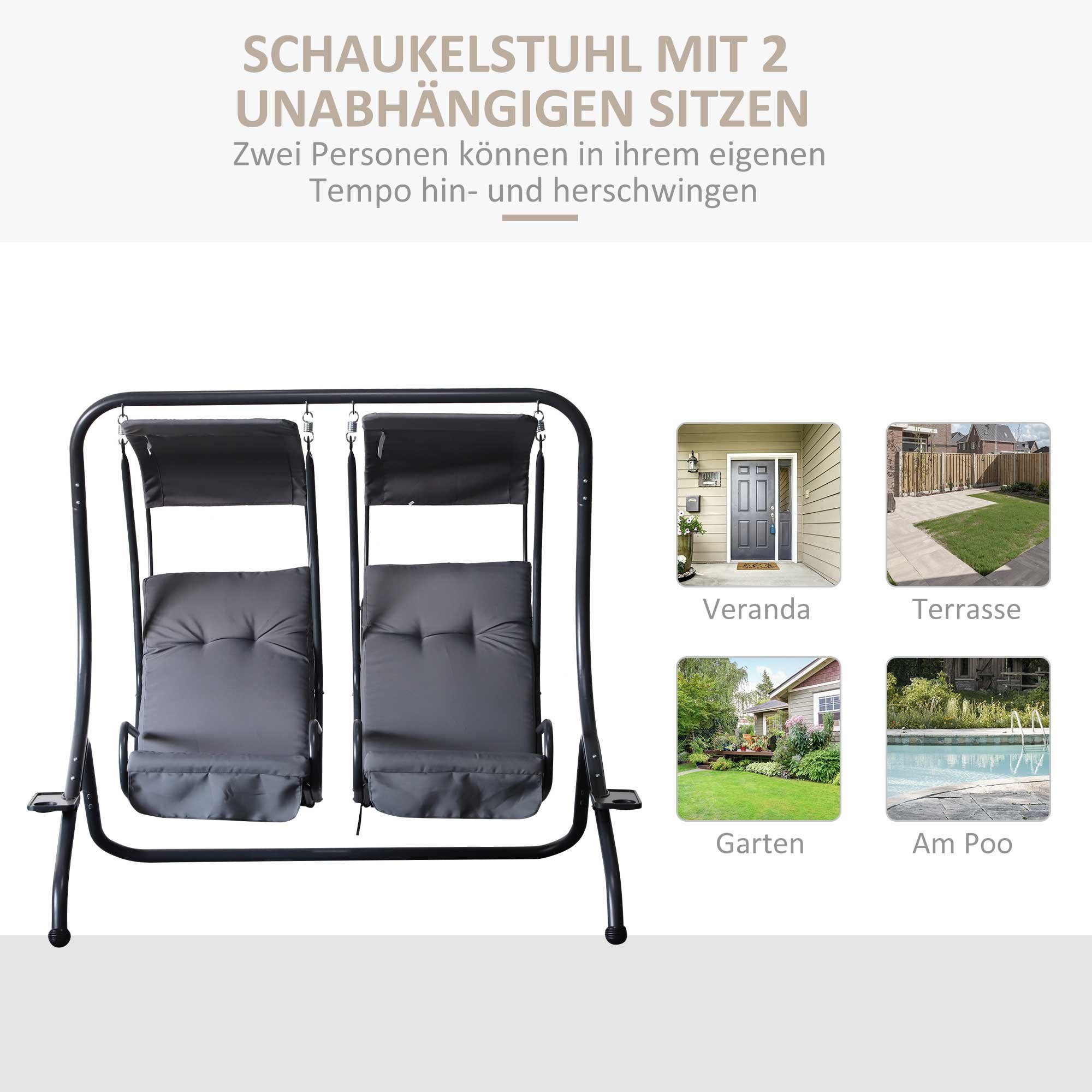 Outsunny Hollywoodschaukel Hollywoodschaukel, 2-Sitzer, Set, 1 tlg., 1 x Hollywoodschaukel, BxTxH: 170x136x170 cm