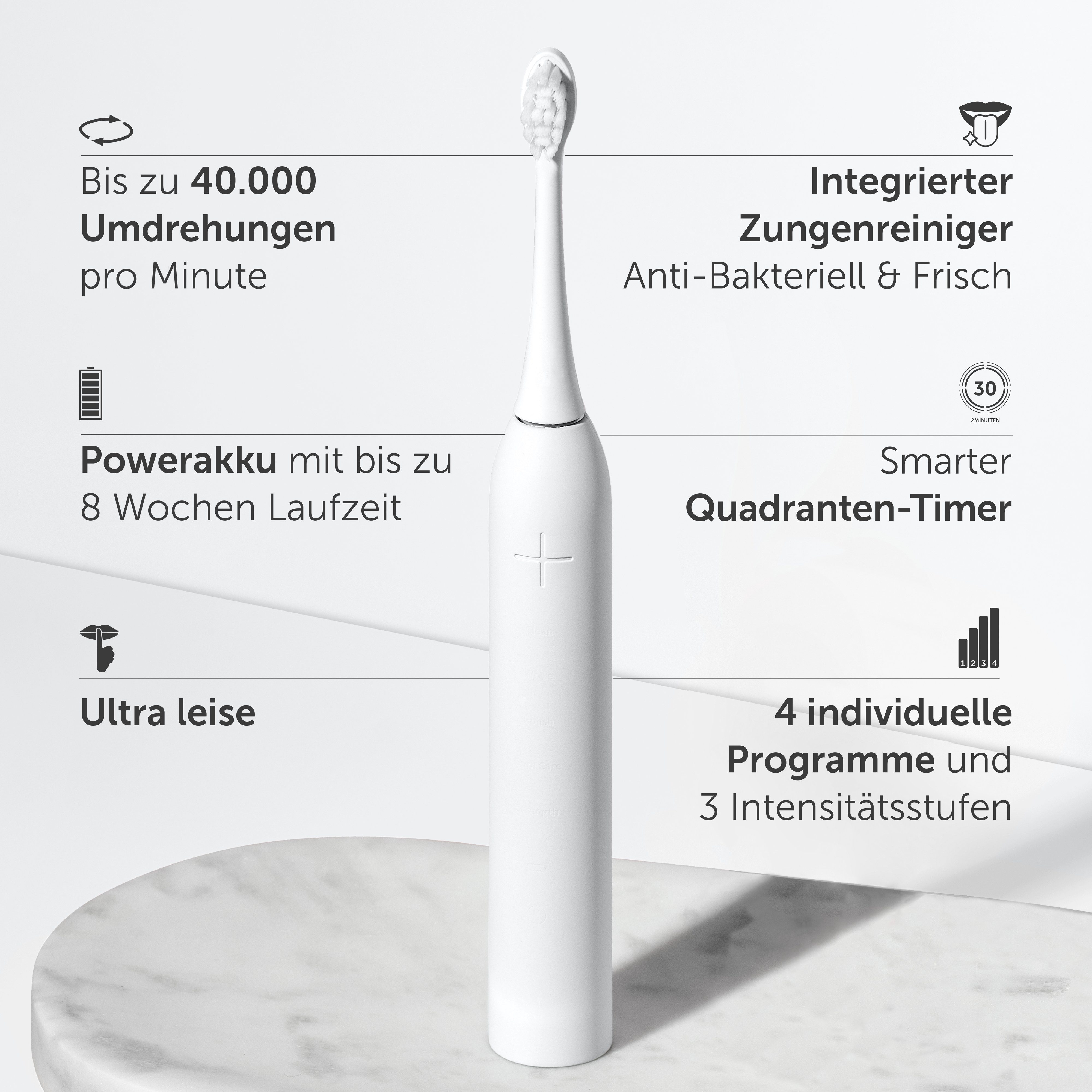 Wondersmile Schallzahnbürste Pro Travel Care Bundle, Aufsteckbürsten: 1 St., inkl. Reiseetui & Zahnpasta, Integrierter Zungenreiniger