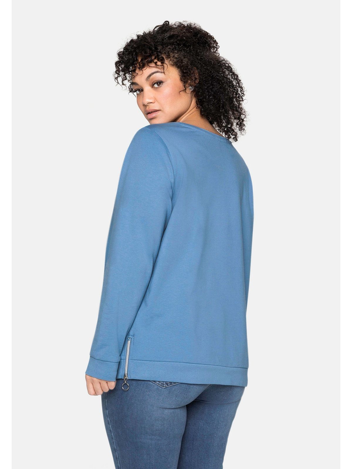 Sheego Sweatshirt Große Größen mit seitlichen Reißverschlüssen