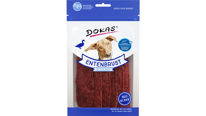 Dokas Hunde Snack Entenbrustfilet getrocknet 70 g