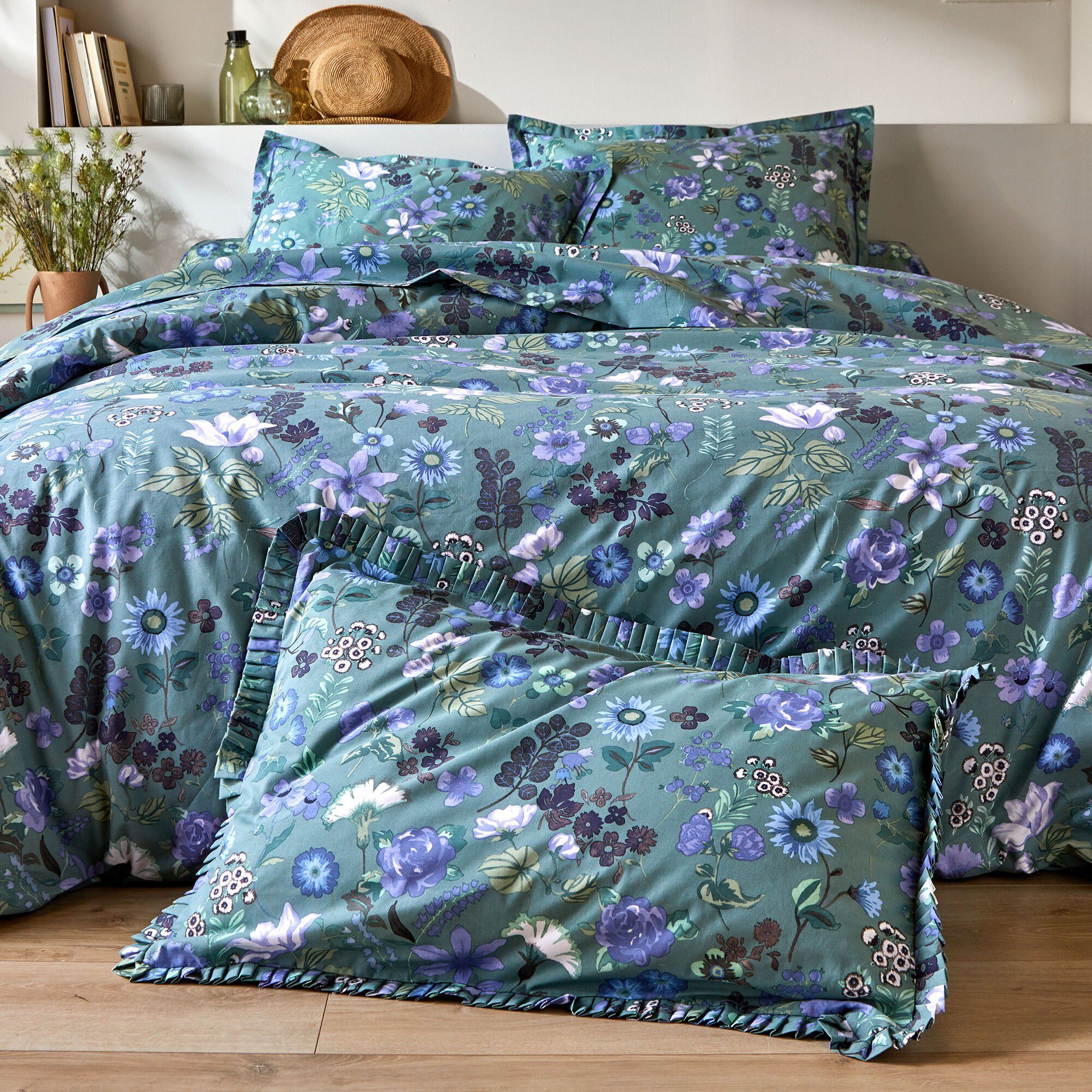 Linge de lit Kelly en coton imprimé floral