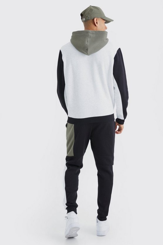 Raglan Colorblock Trainingsanzug mit Kapuze