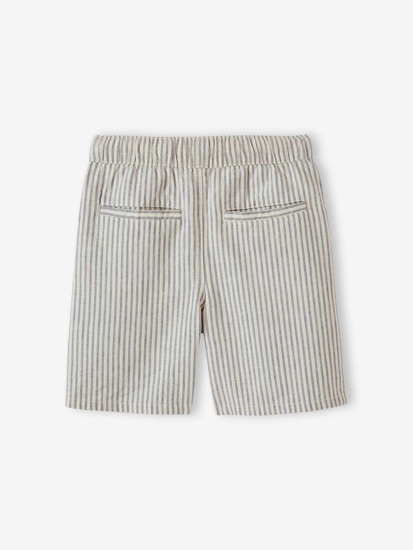 Vertbaudet Jungen Shorts, Leinen-Mix - blau gestreift