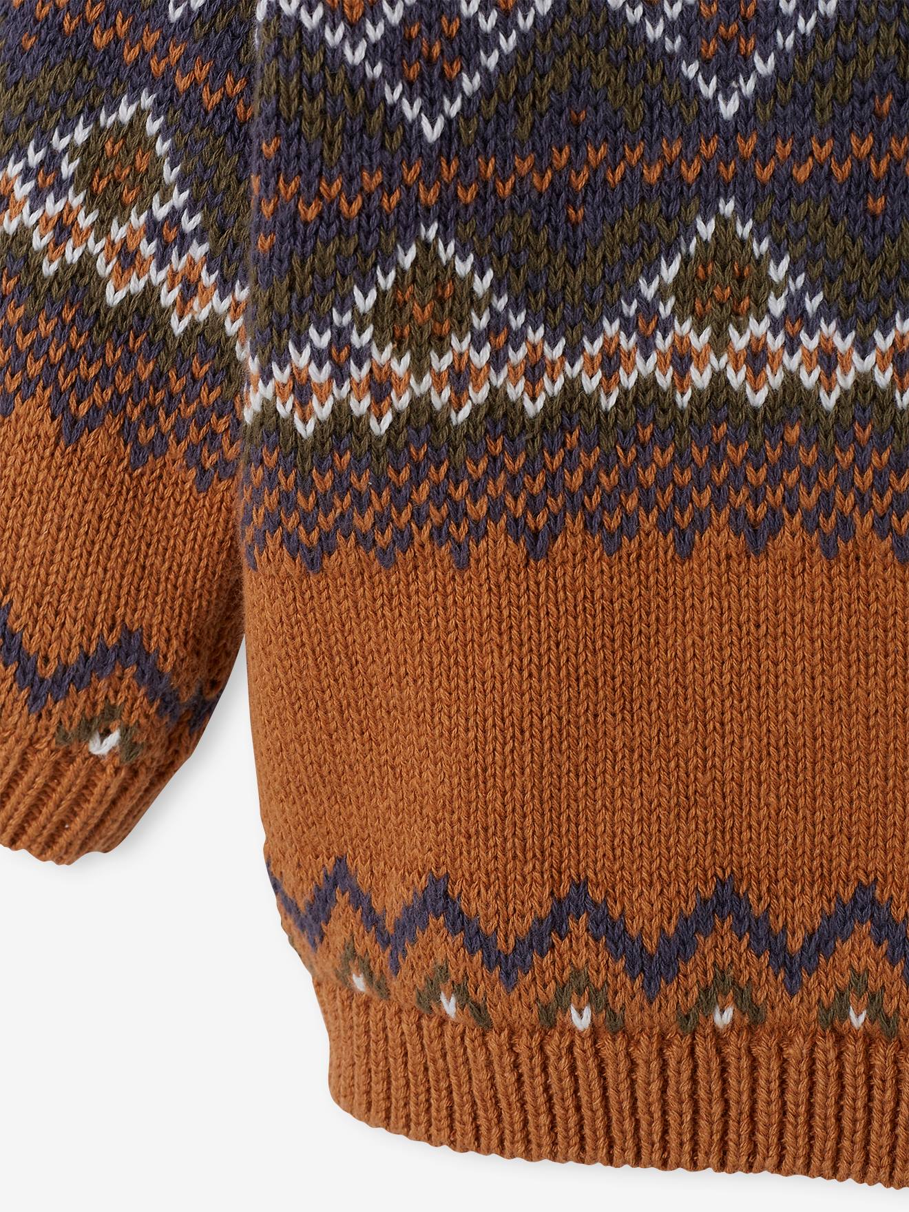 Pull jacquard bébé cannelle