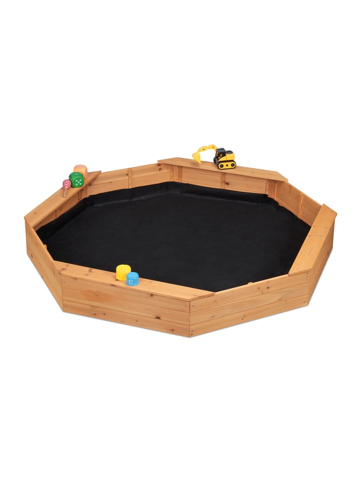 relaxdays Sandkasten in Natur - (B)160 x (H)22,5 x (T)160 cm günstig kaufen onesize
