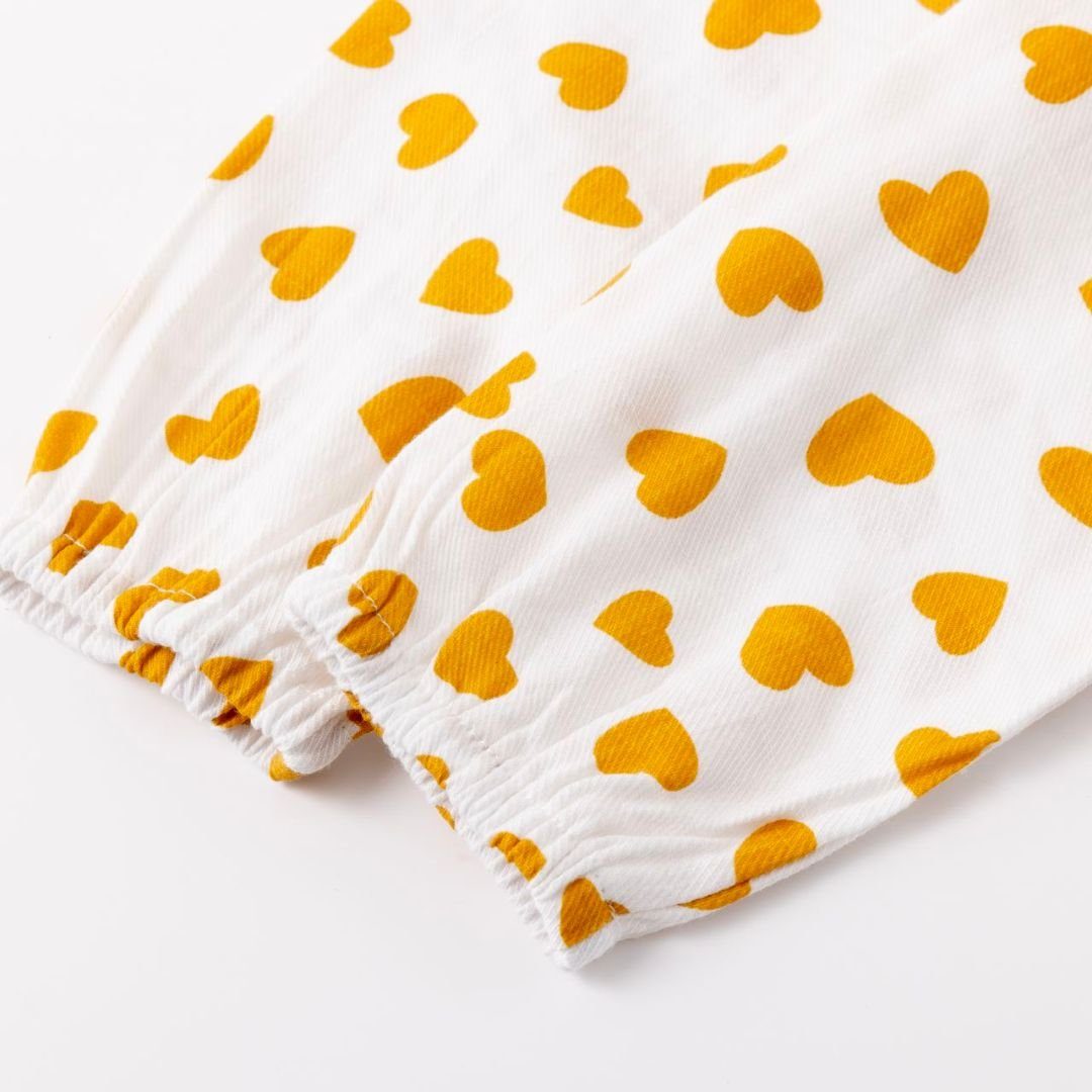 suebidou Klassische Bluse Bluse mit Herzmuster und Rüschen Oberteil für Mädchen Shirt langarm