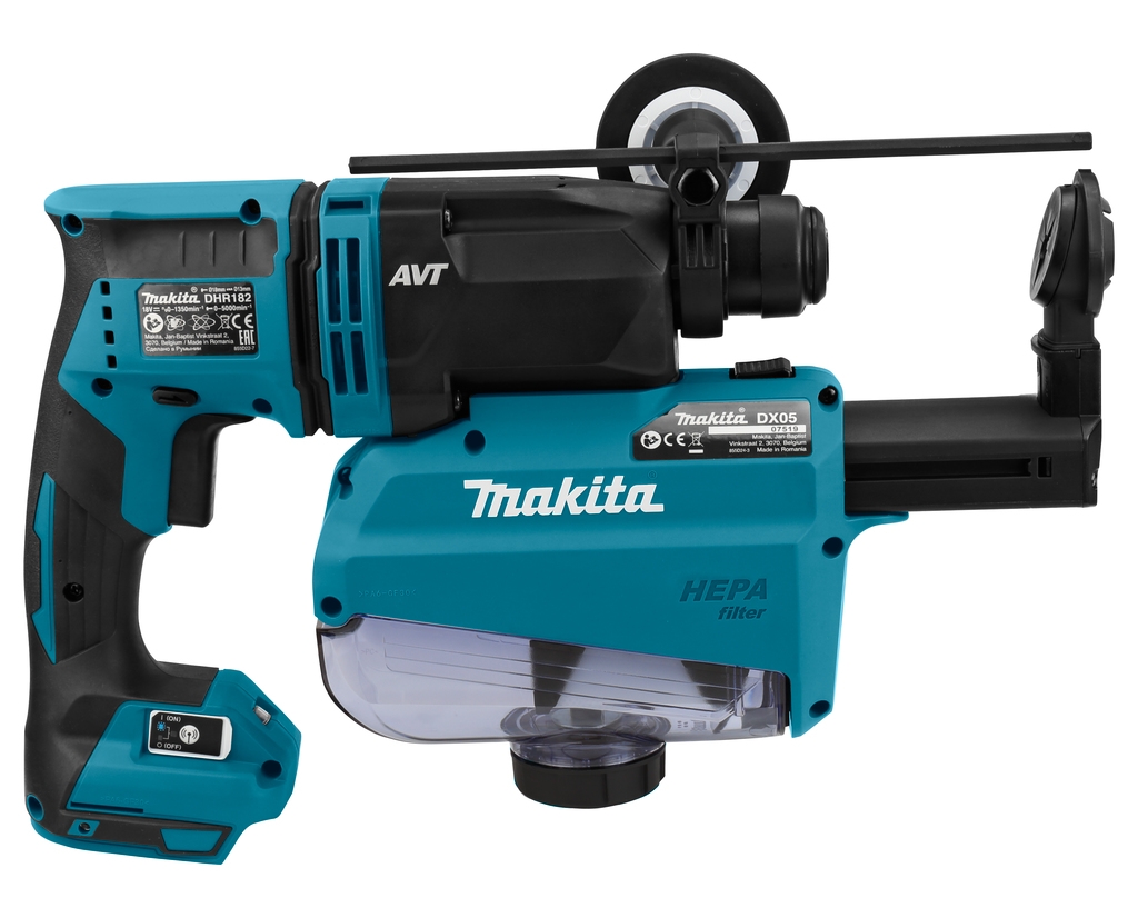 Makita DHR182ZWJU Kombihammer 18 Volt (ohne Akkus und Ladegerät) + mit Staubabsaugung und AWS-Sender