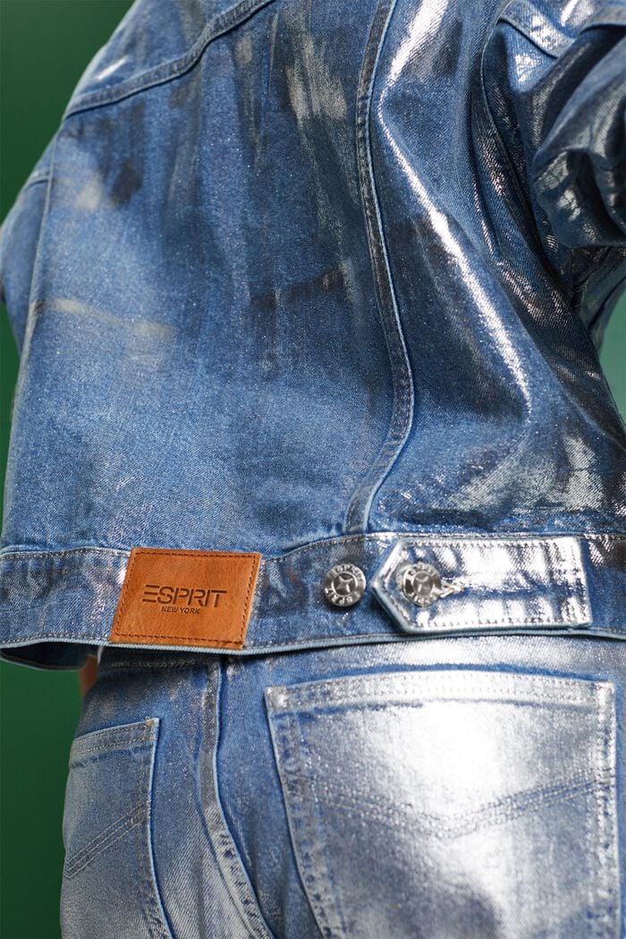 Jeansjacke in Metallic-Optik