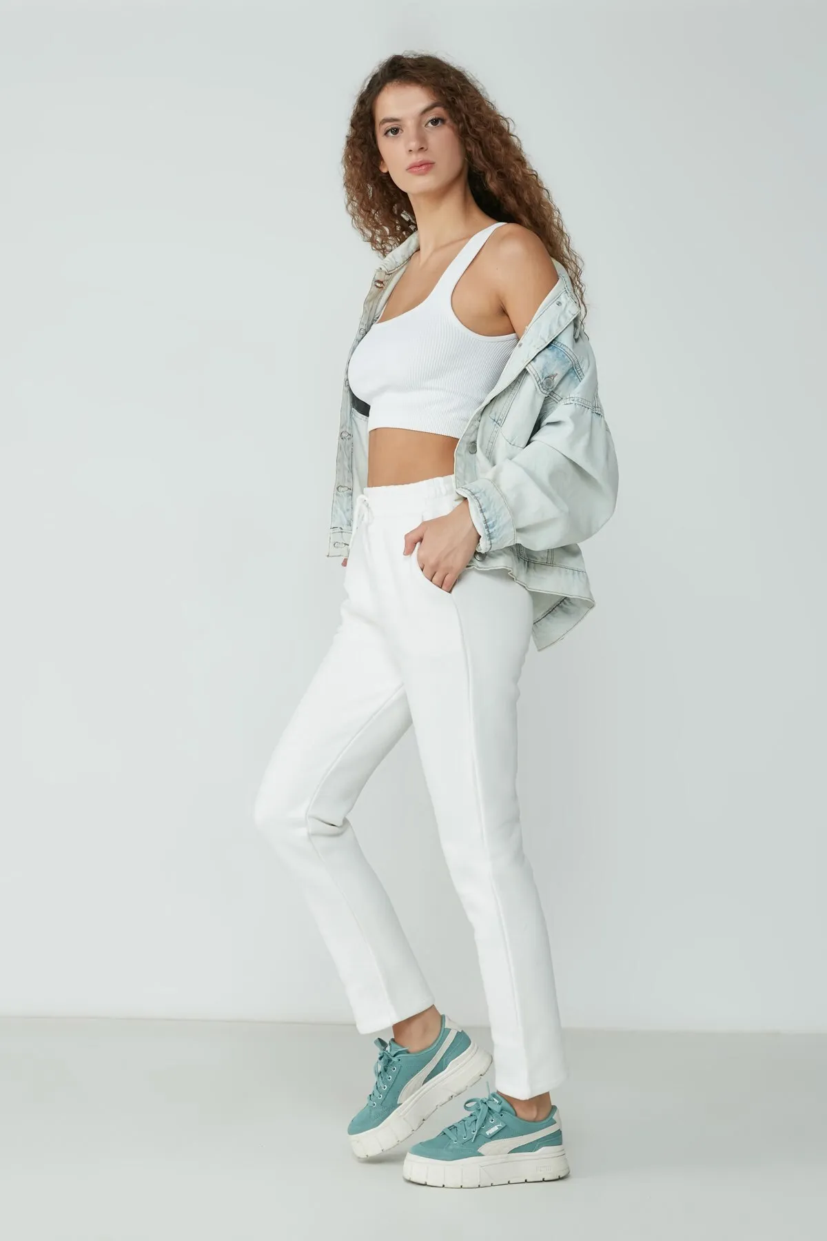C&City  Jogginghose mit geradem Bein 901 Ecru