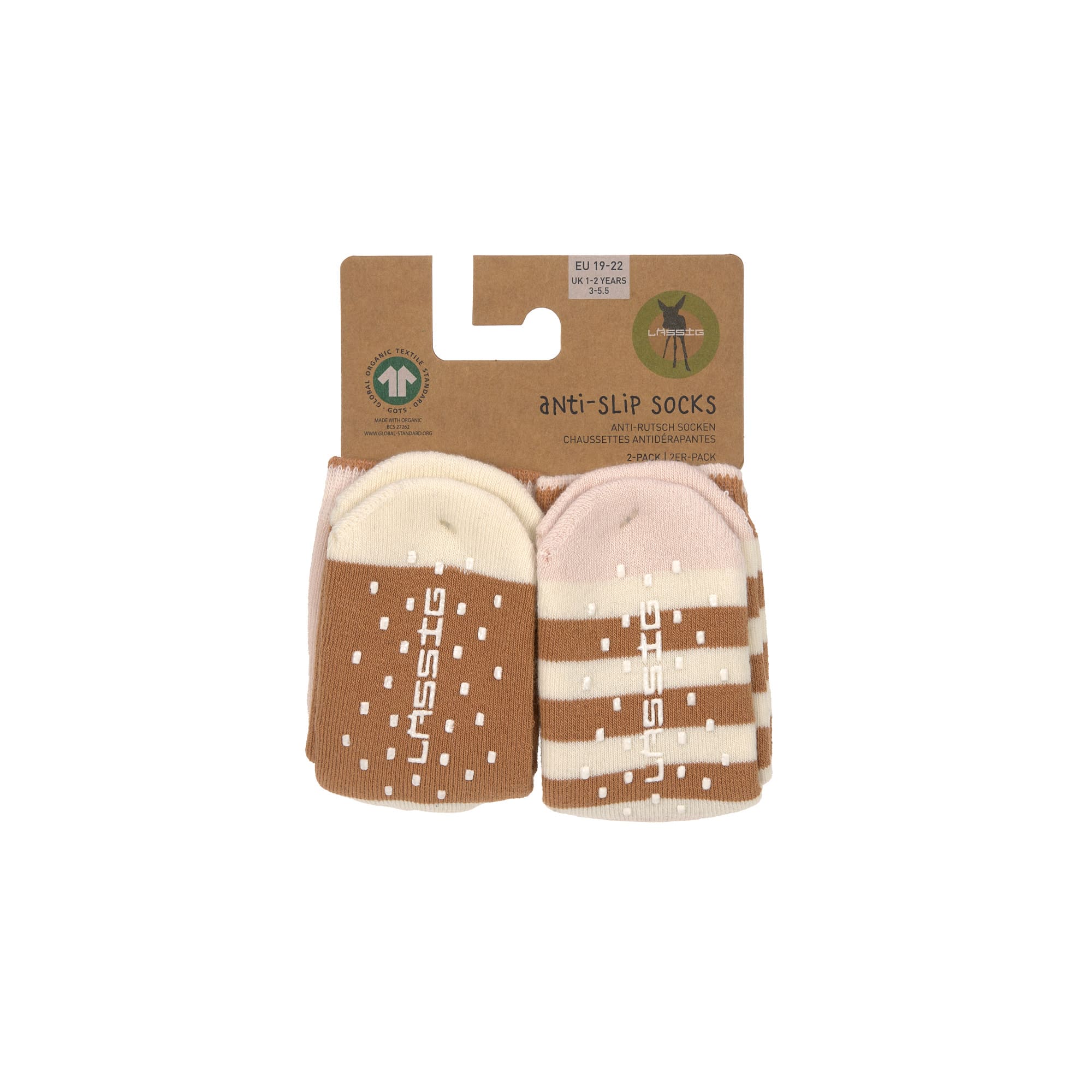 Kinder Antirutsch-Socken (2er-Set), Rosa Karamell