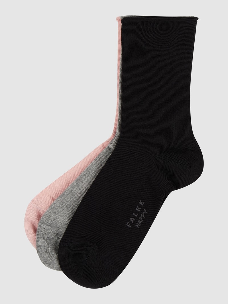 Socken mit Stretch-Anteil im 3er-Pack Modell 'Happy' in rosa