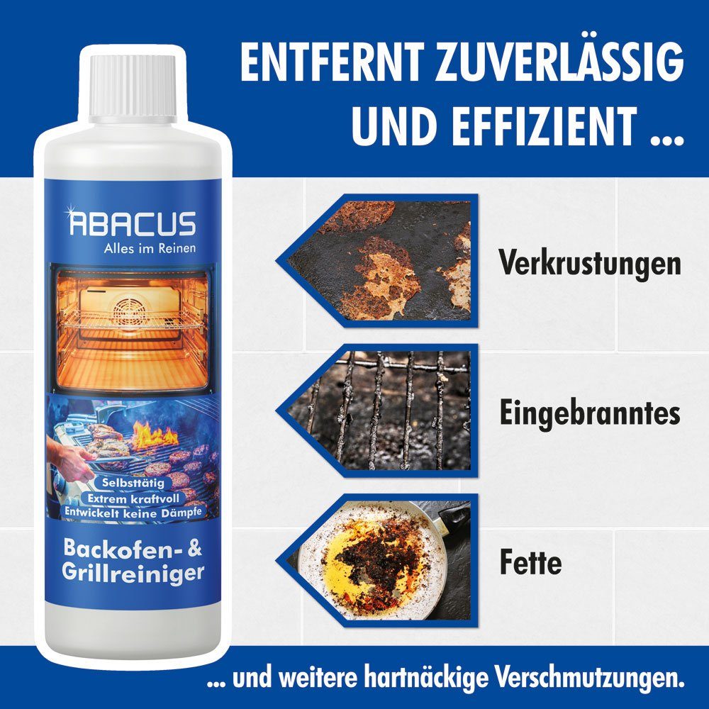 ABACUS Backofenreiniger, Grillreiniger, Ofenreiniger, Herdreiniger Backofenreiniger (Geeignet für Ofen, Grill, Töpfe etc., [6-St. Beseitigt problemlos eingebrannte Fette Beseitigt problemlos eingebrannte Fette)