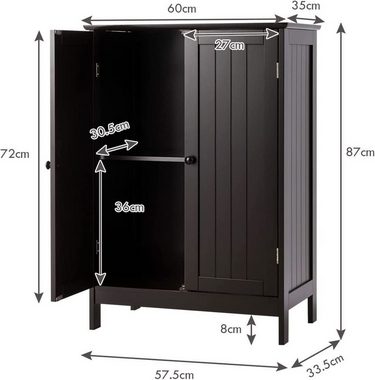 KOMFOTTEU Badkommode Badschrank, mit Doppeltür, aus Holz