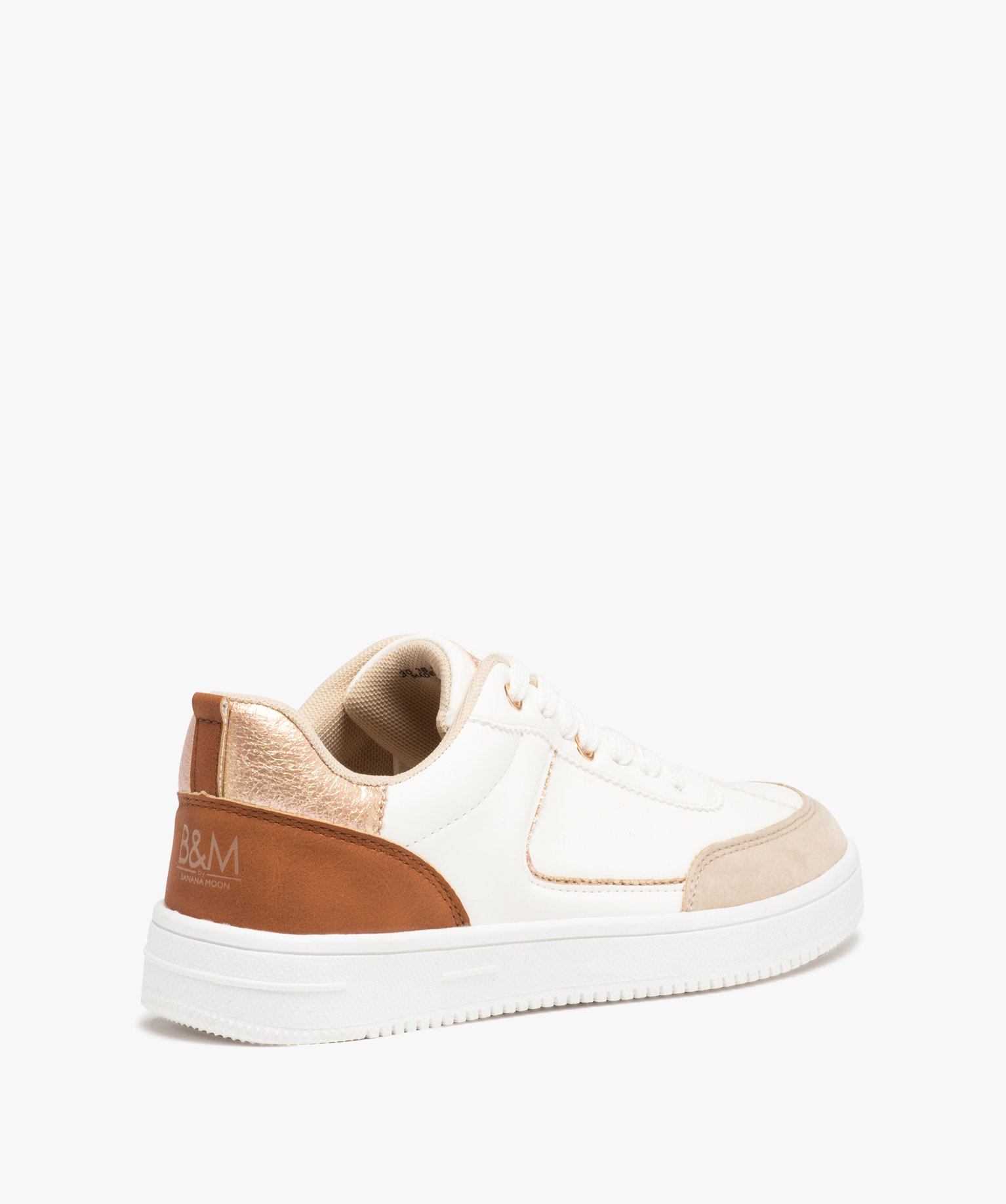 Baskets femme rétro à détails brillants et colorés - Ban... blanc | GEMO