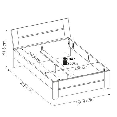Lomadox Schlafzimmer-Set AMANTEA-129, (Spar-Set, 6-St), mit Bett 140x200cm, Craft Eiche weiß