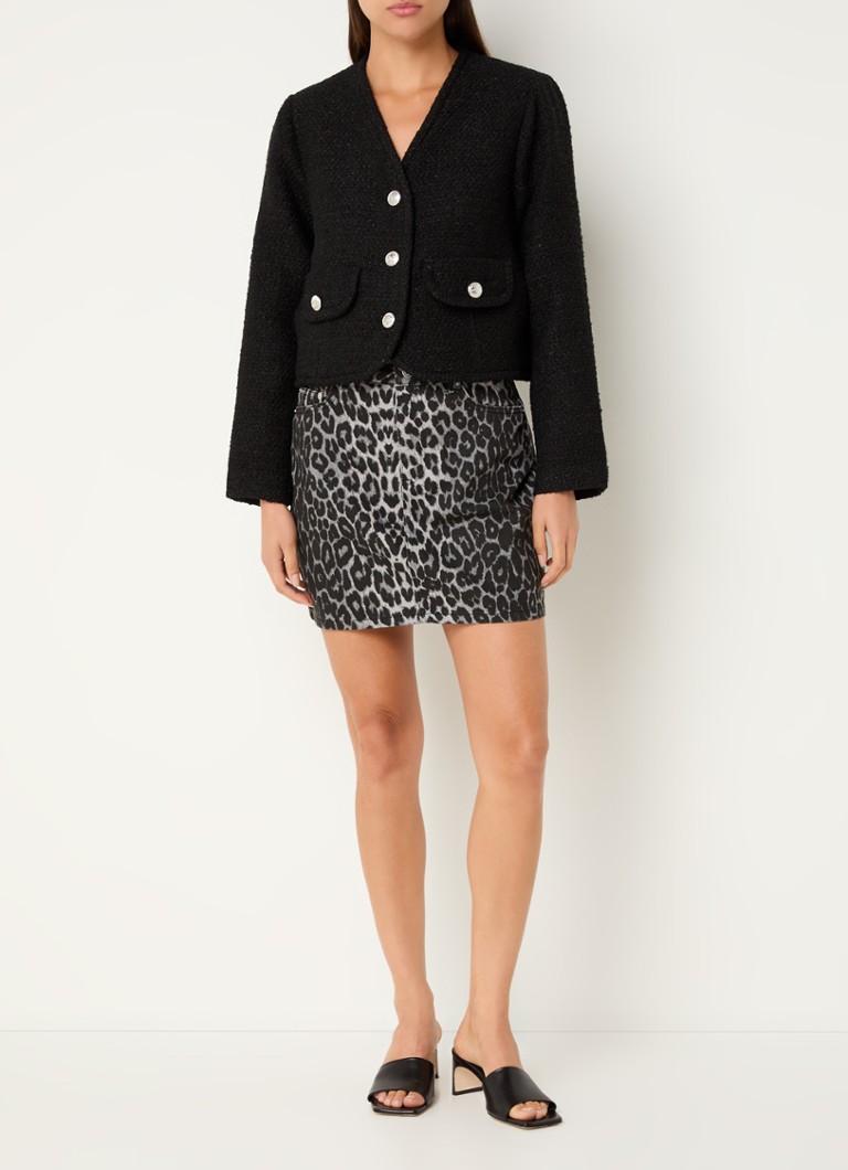 Neo Noir  Manua cropped jack van bouclé met V-hals