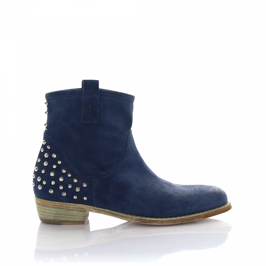 Rossano Bisconti - Stiefeletten Veloursleder Nieten blau - blau