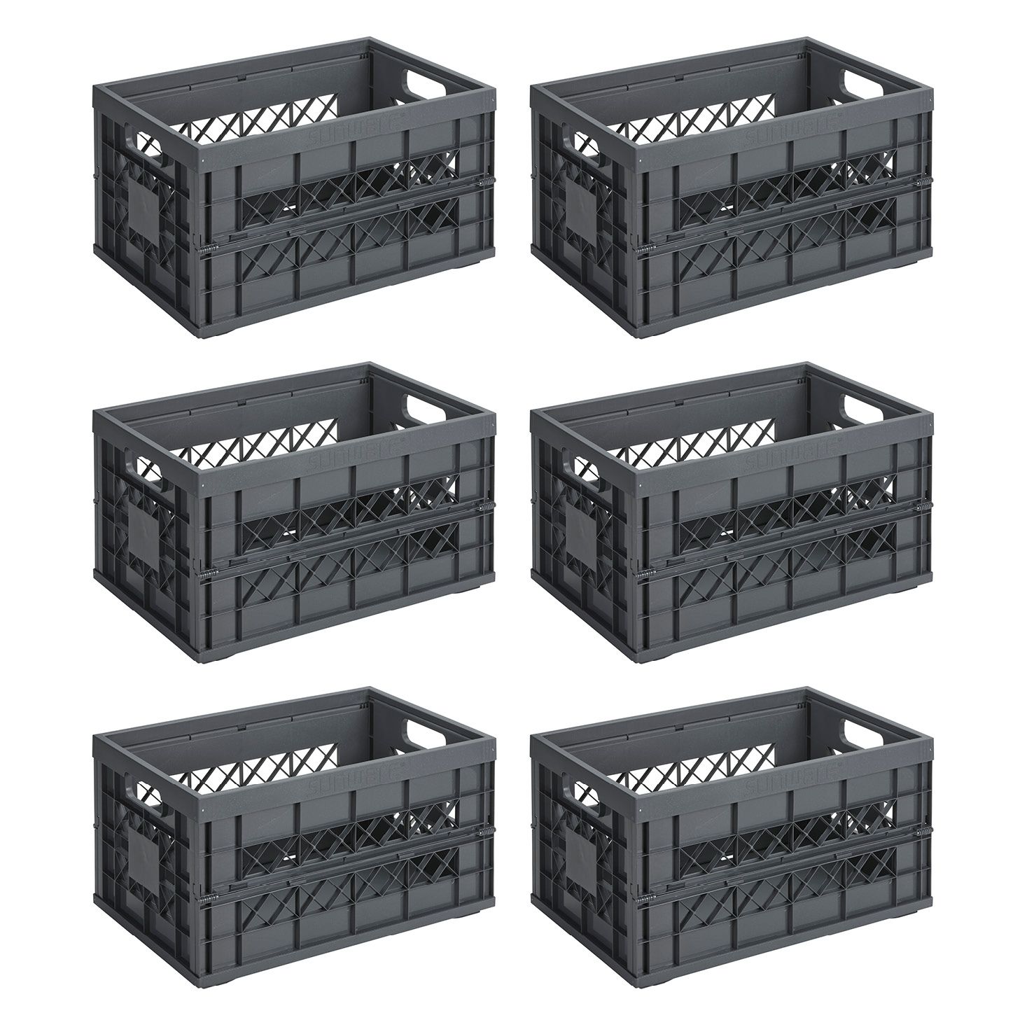 Sunware Square Heavy Duty 45 Liter 6er-Set Klappboxen