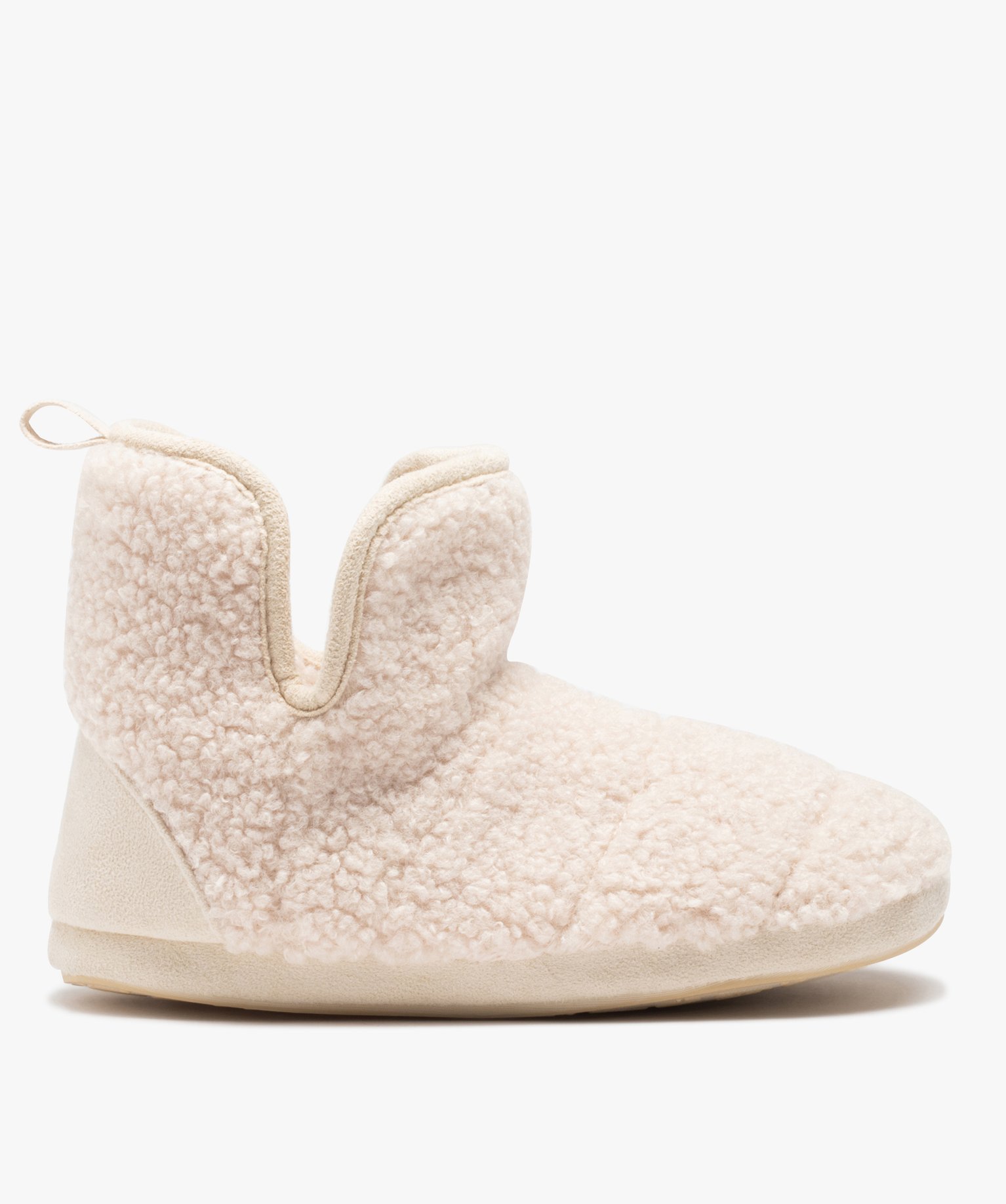 Chaussons boots femme en maille bouclette - Apollo beige | GEMO