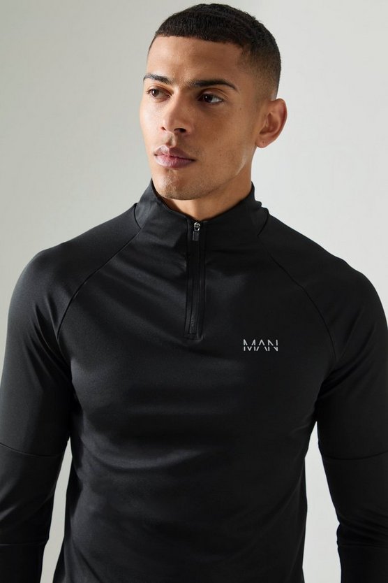Man Active Raglan Trainingsoberteil mit 1/4 Reißverschluss