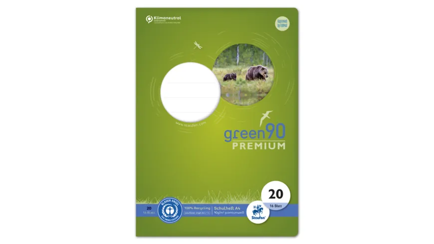Ursus Green Premium Heft A4 16 Blatt Lineatur 20 blanko