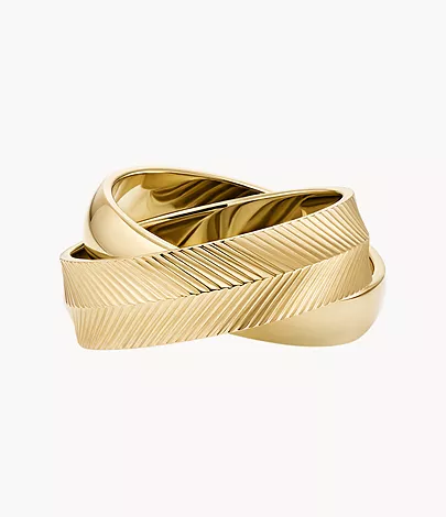 Fossil Ring Harlow Interlocking Links Edelstahl goldfarben