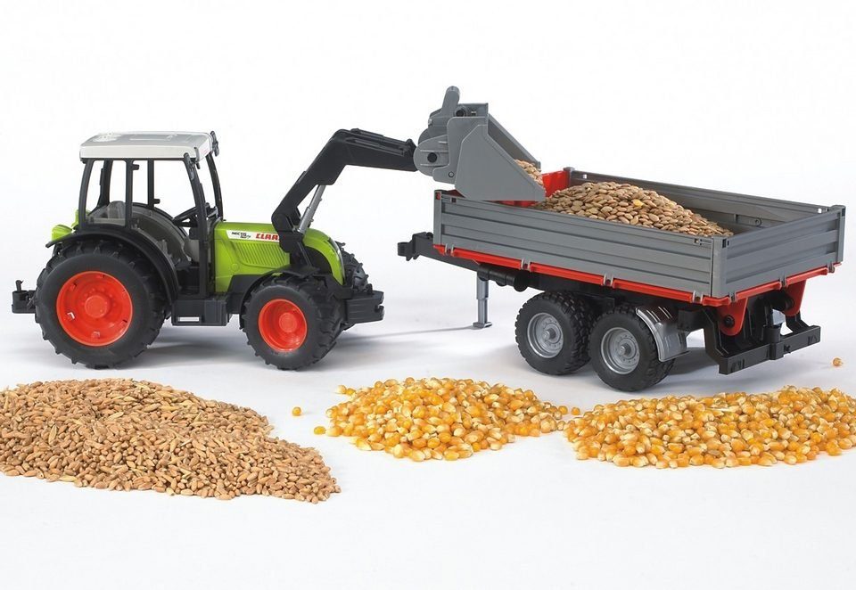 Bruder® Spielzeug-Traktor Claas Nectis 267 F mit Frontlader und Bordwandanhänger, Made in Germany