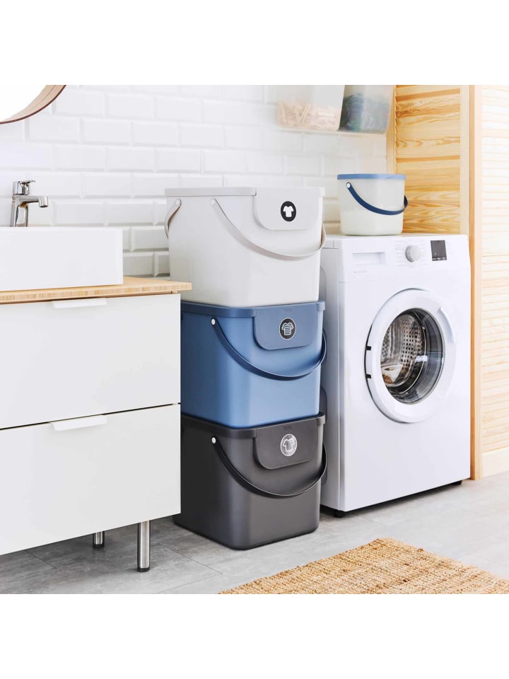 Rotho Albula Wäschesammler 40l mit Deckel, Kunststoff (PP recycelt) in Horizon blau günstig kaufen onesize
