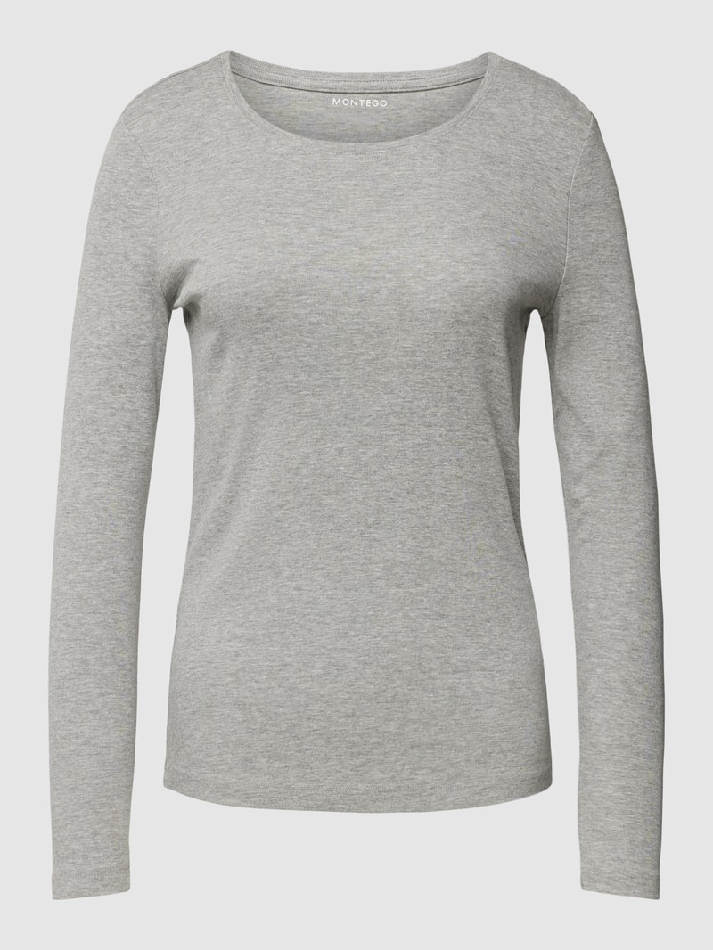 Longsleeve mit Rundhalsausschnitt in silber meliert