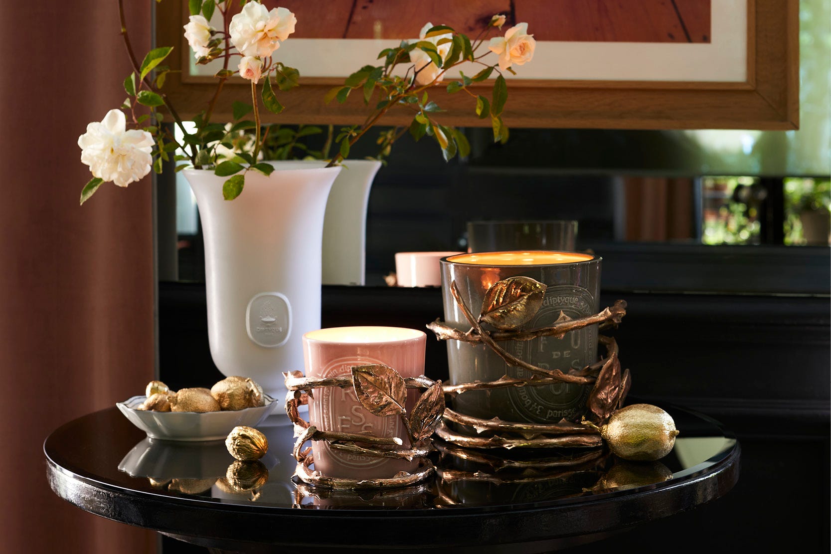 Ornement bois de rose bronze - Pour bougie très grand modèle