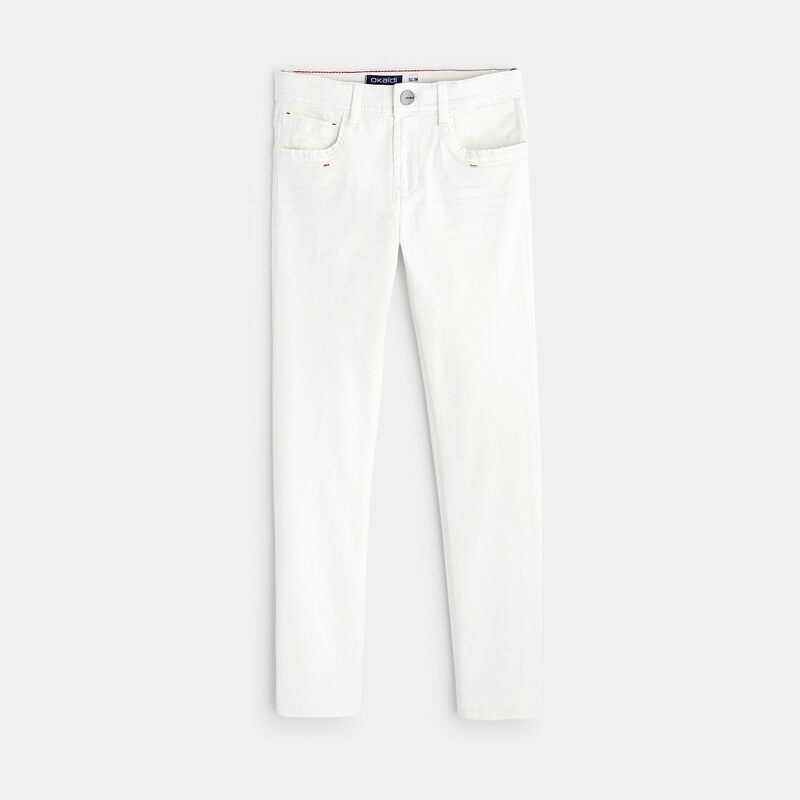 Pantalon slim en toile uni blanc garçon
