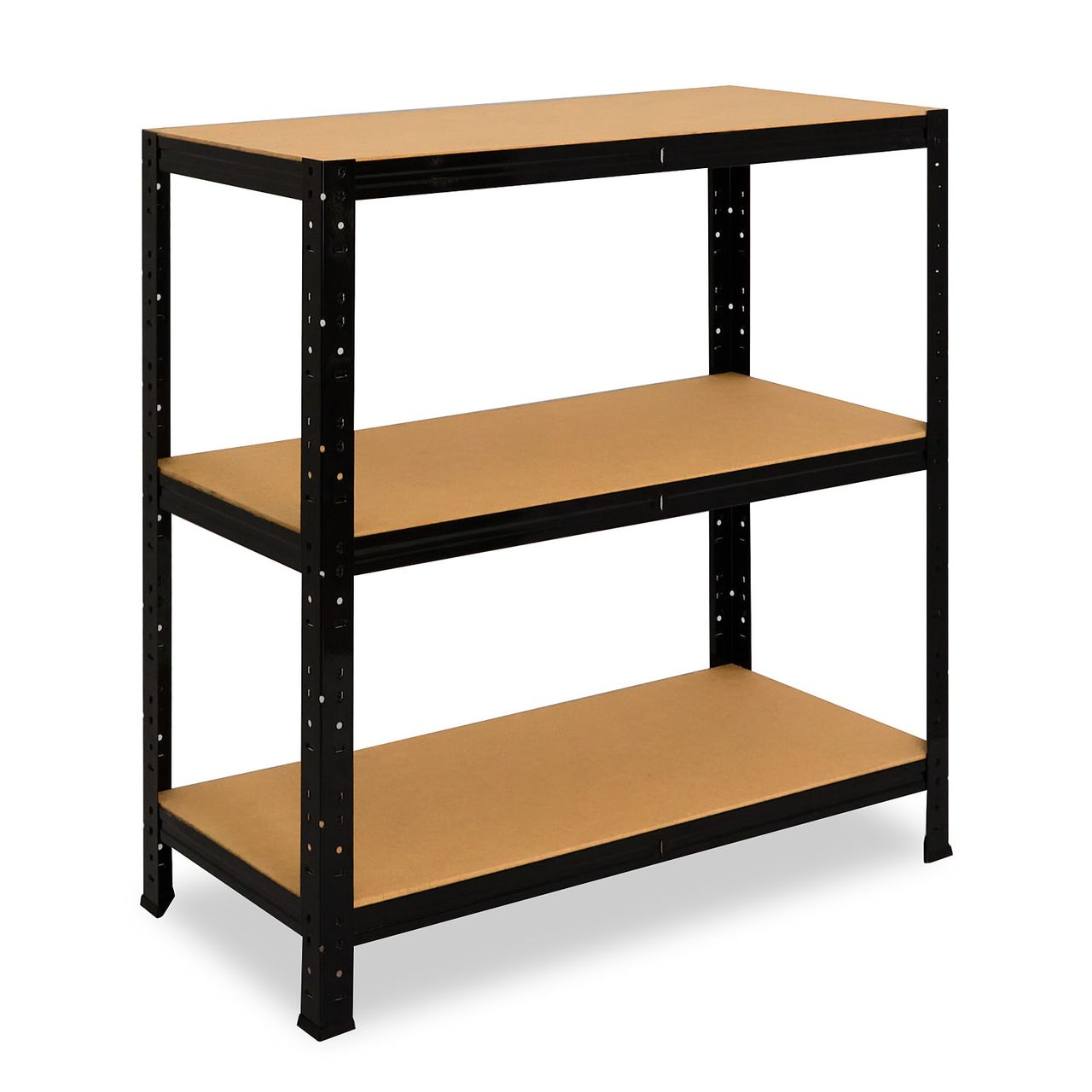 Shelfplaza BLACK 90x80x40cm Schwerlastregal in schwarz mit 3 Böden