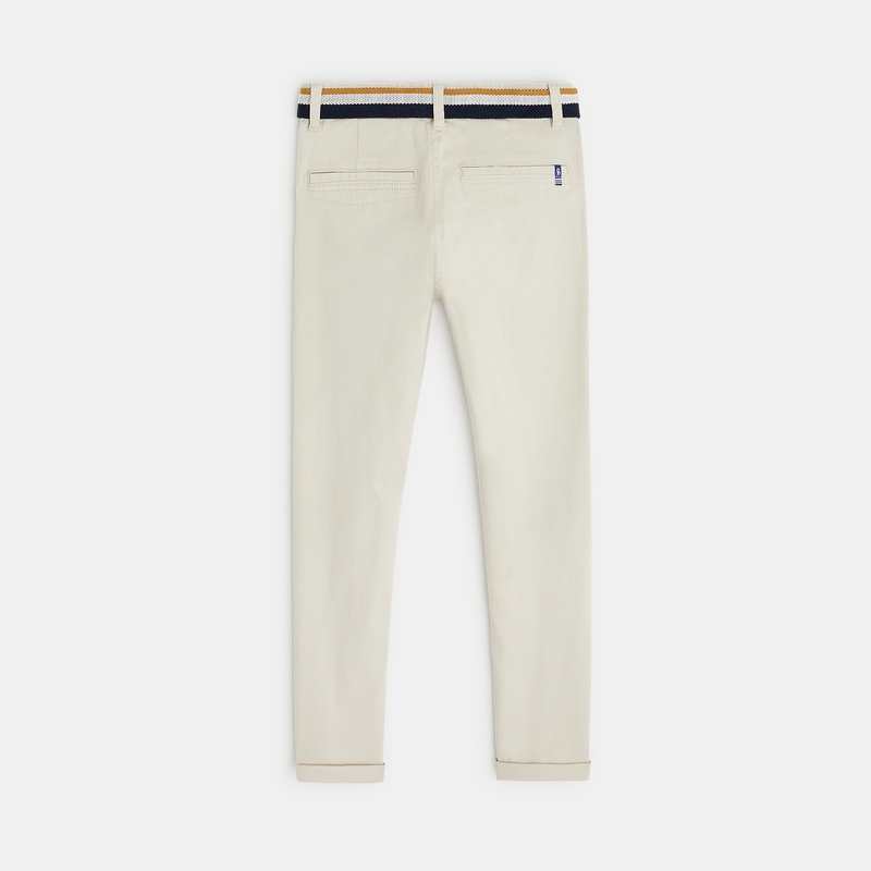 Pantalon chino ceinturé en toile beige garçon