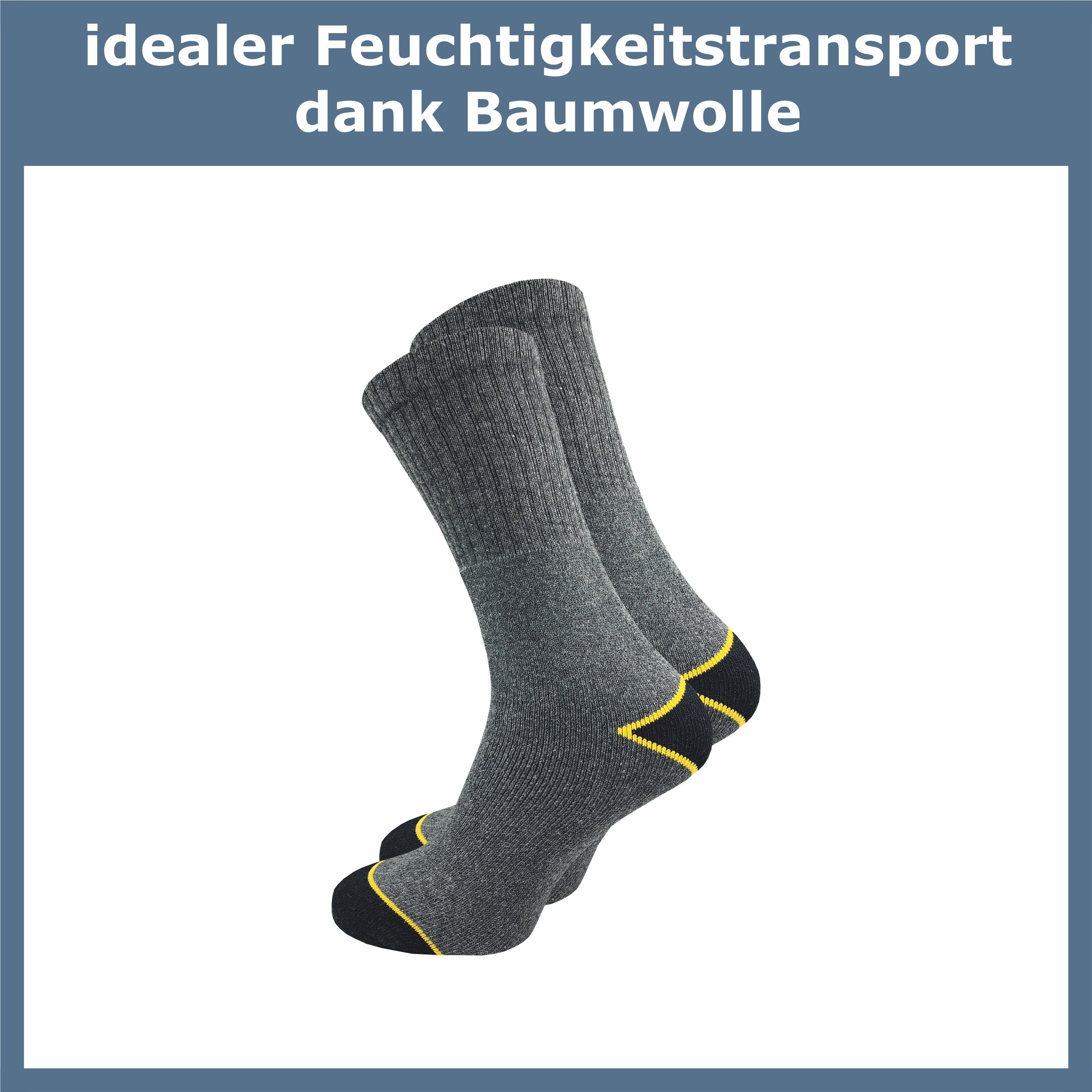 GAWILO Arbeitssocken für Herren mit atmungsaktiver Baumwolle gegen Schweißfüße (12 Paar) Ideal für Sicherheitsschuhe - mit stabilisierendem Rippschaft