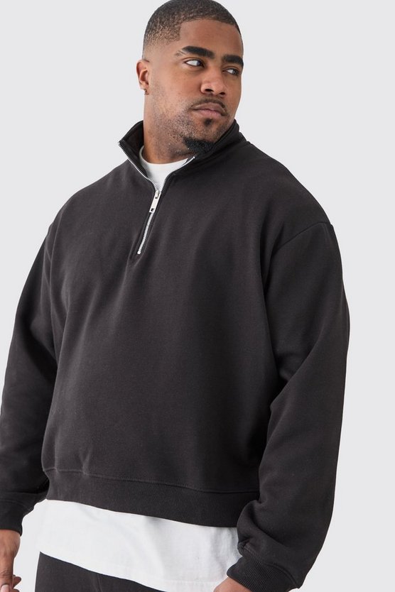 Plus kastiger Oversize Sweatshirt-Trainingsanzug mit 1/4 Reißverschluss