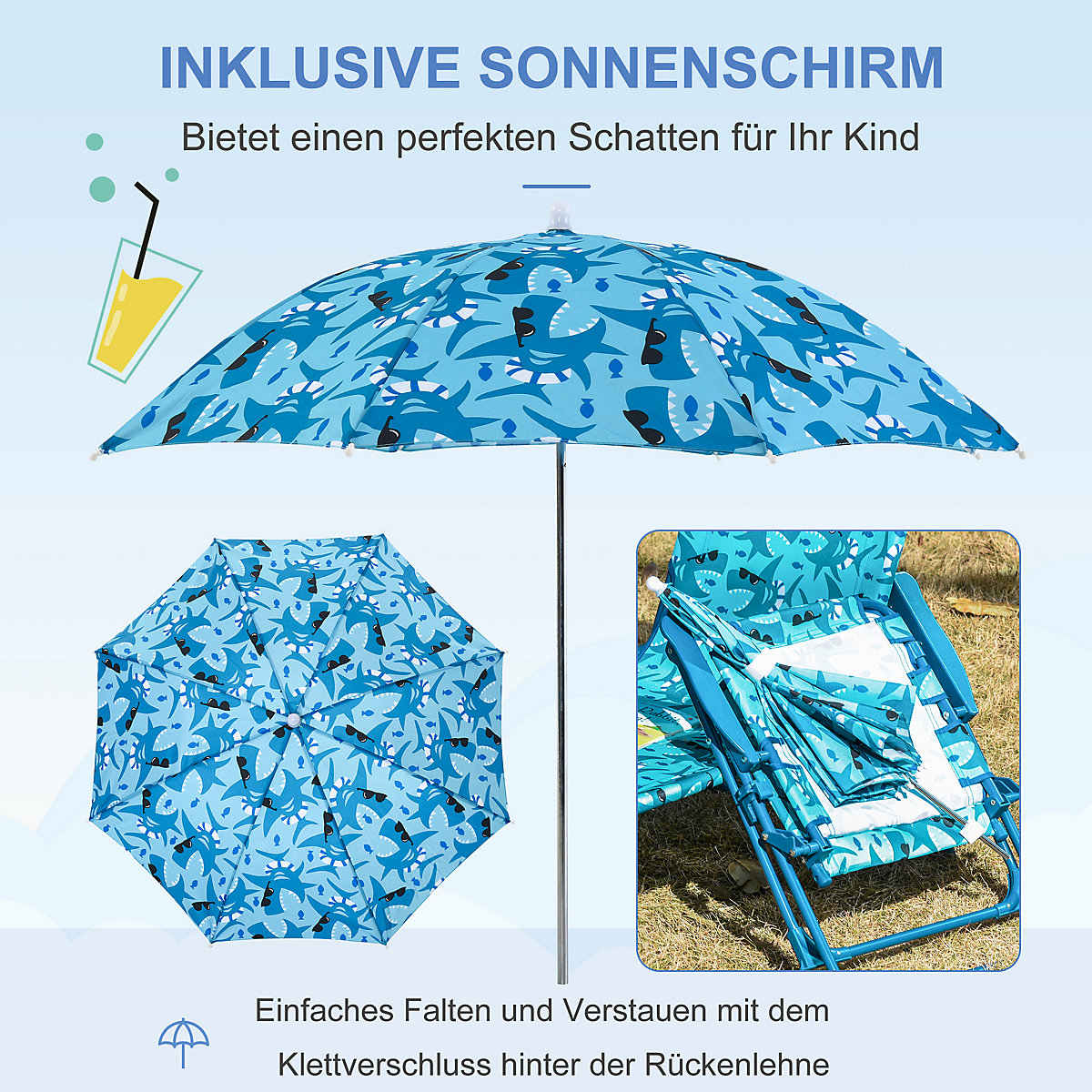 Kinder-Campingstuhl mit Sonnenschirm