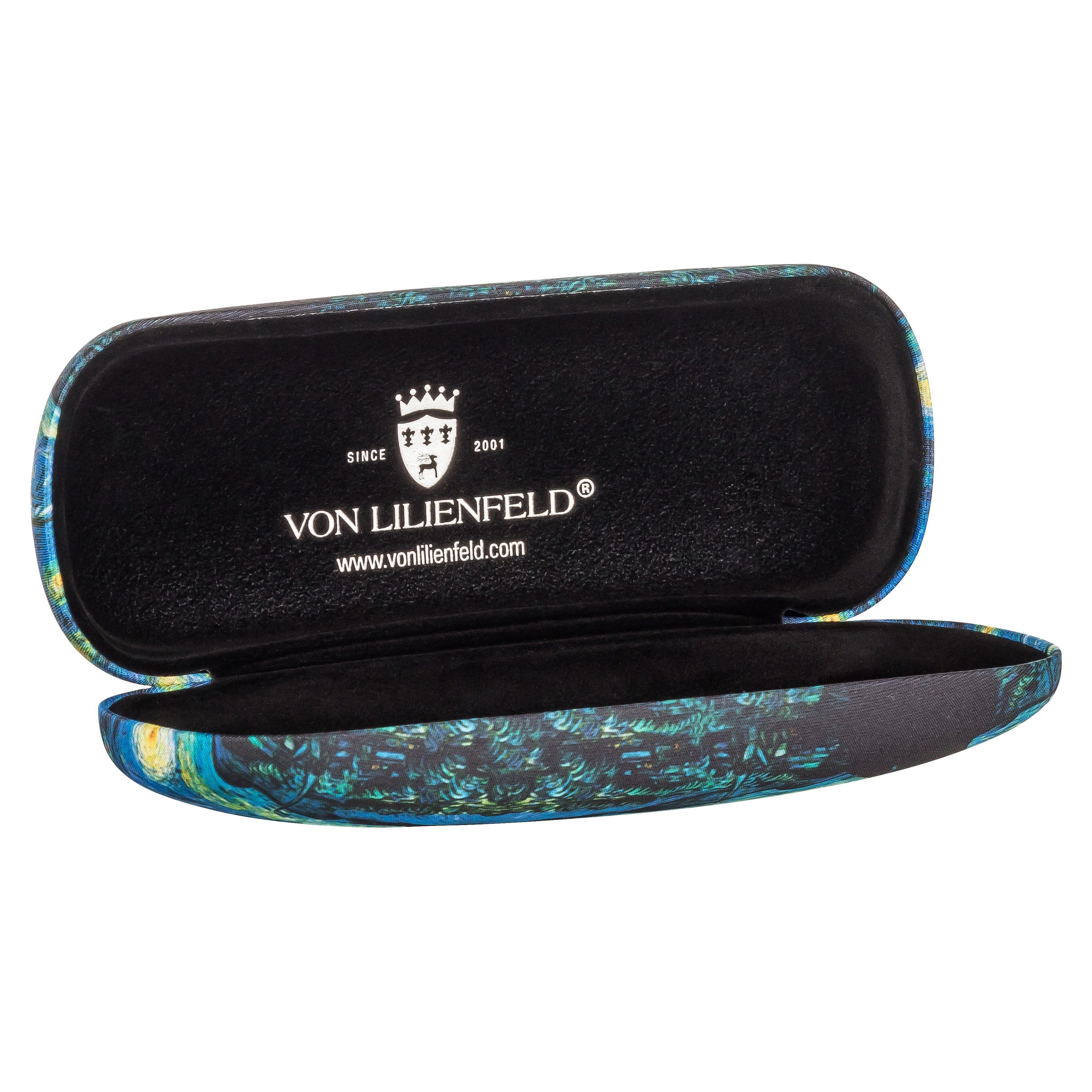 von Lilienfeld Brillenetui VON LILIENFELD Brillenetui Vincent van Gogh: Sternennacht Kunst Motiv Etui Brille Mikrofaser Brillenputztuch Brillenbox Stabiles Hardcase Set mit Stoff bezogen, hochwertiges Putztuch mit demselben Motiv, VON LILIENFELD Logo