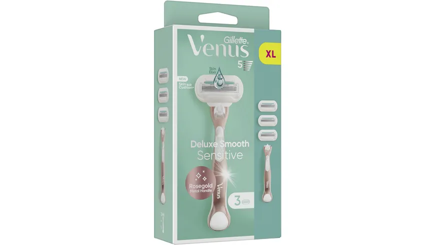 Gillette Venus Klingen + Rasierer Deluxe Smooth Sensitive Rosegold