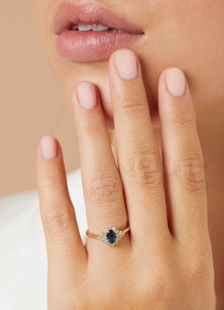 Diamond Point Yellow gold ring, 0.60 ct blue sapphire, Eden