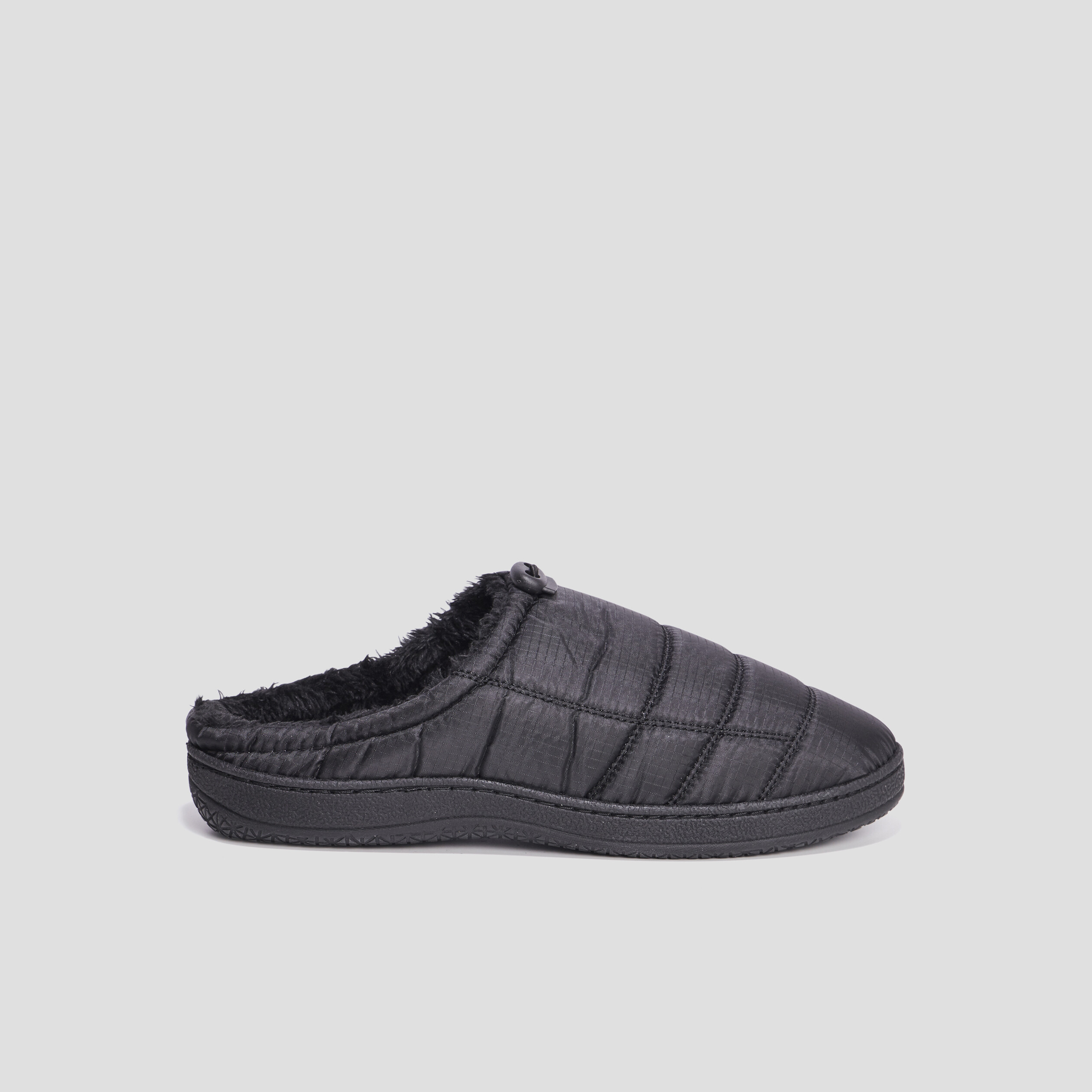 Chaussons mules matelassés fourrés noir homme | La Halle