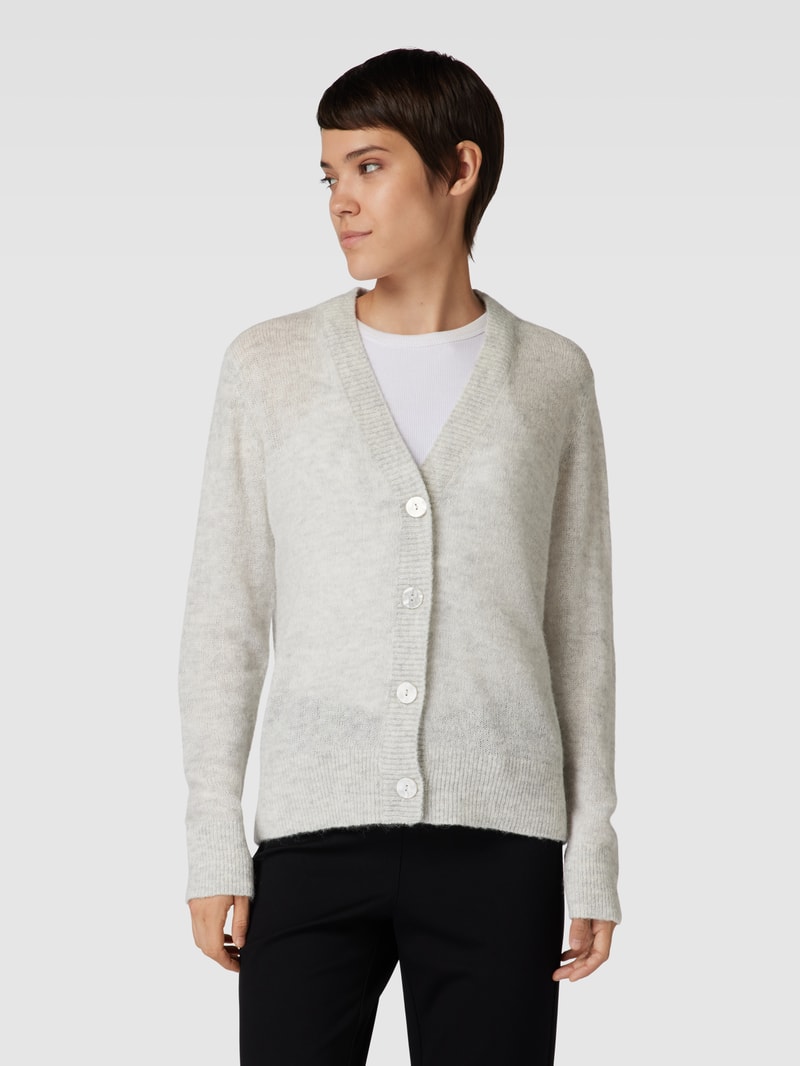 Strickcardigan in melierter Optik in hellgrau meliert