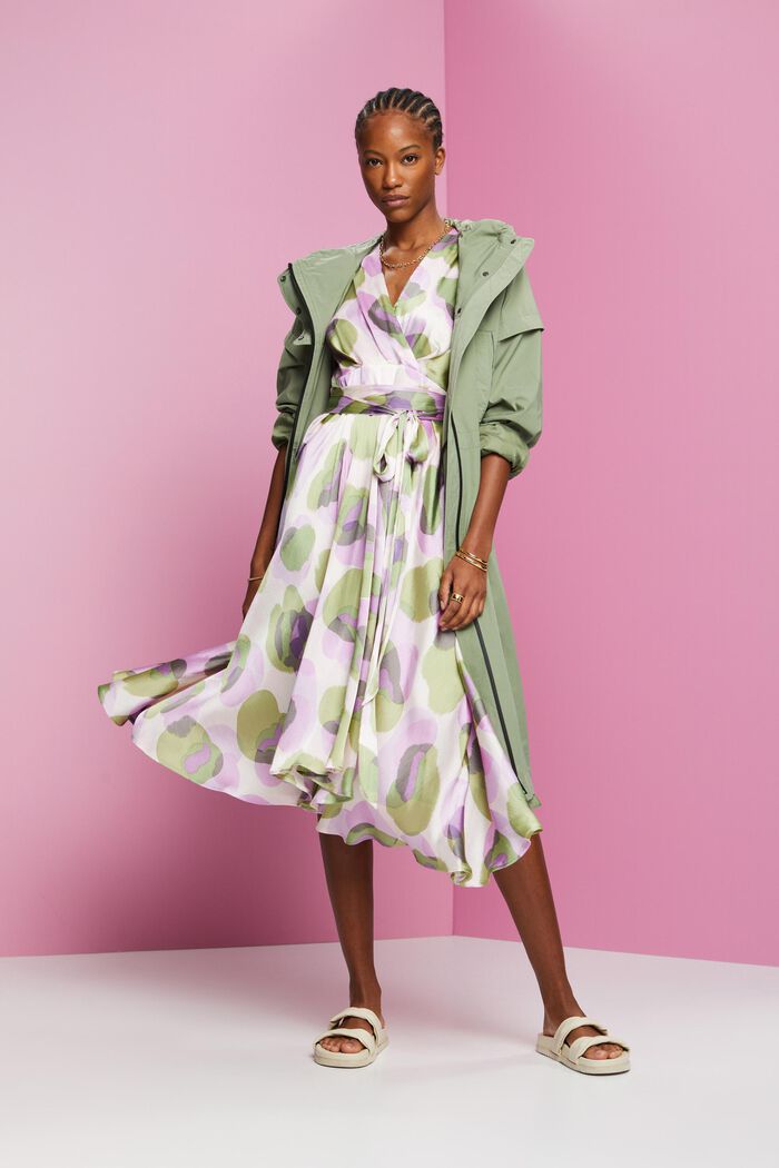 Midikleid in Crinkle-Optik mit Allover-Print