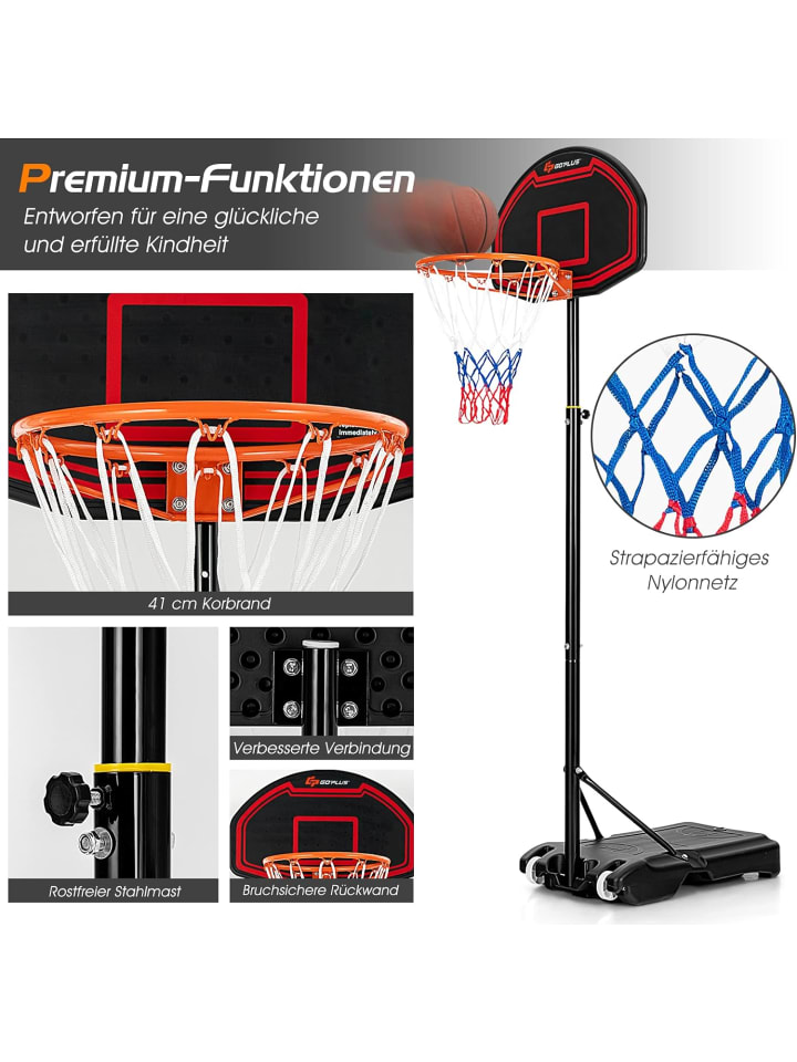COSTWAY Basketballständer 155-210cm in Schwarz günstig kaufen 72 x 72 cm